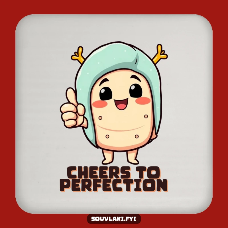 Funny Souvlaki Thumbs Up Coaster Set: Delighted Character - Humorous Bar Gift