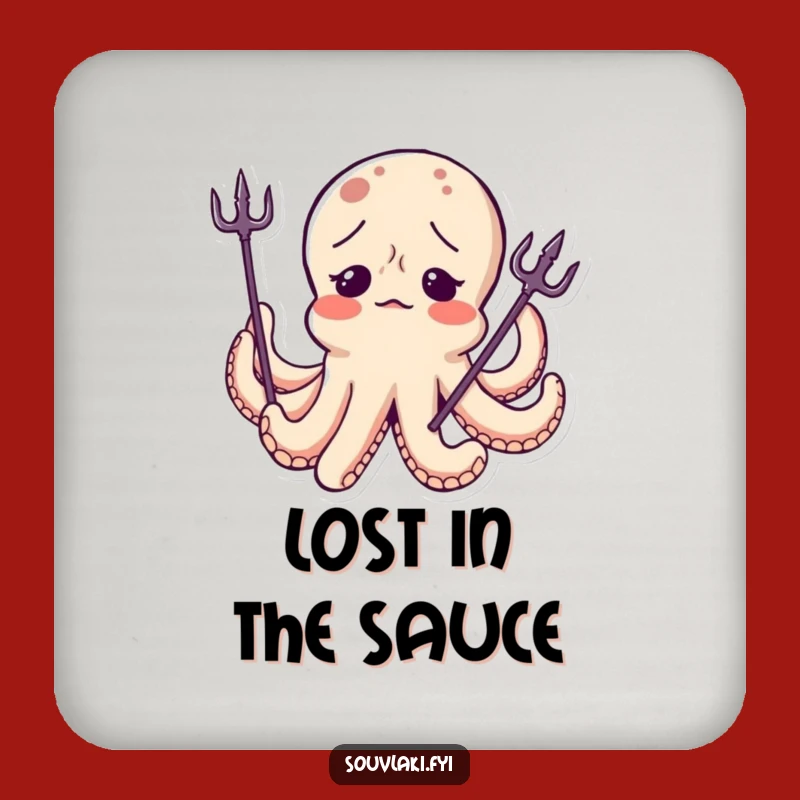 Funny Octopus Trident Drink Coaster - Protect Surfaces with Humor, Great Funny Gift!