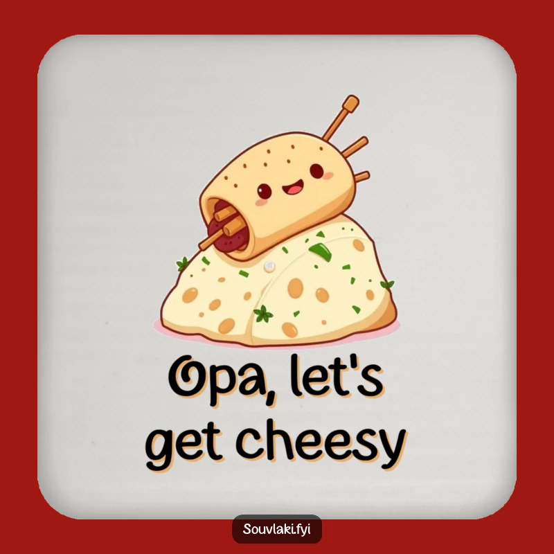 Funny Souvlaki Feta Hill Coaster: Protect Surfaces with Hilarious Greek Style!