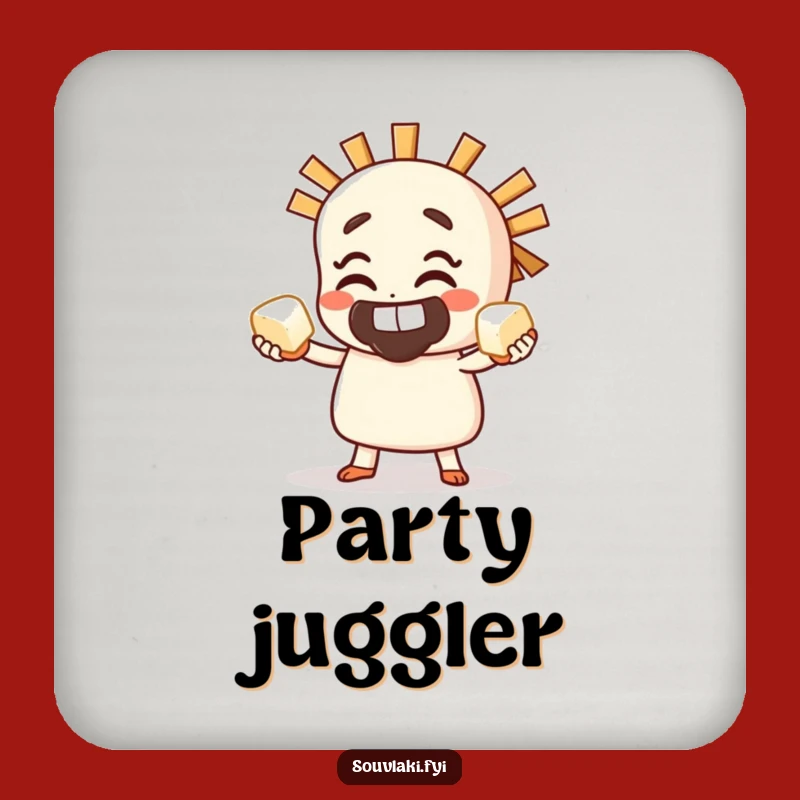 Funny Souvlaki Feta Juggling Coaster - Grinning Skewer Protector