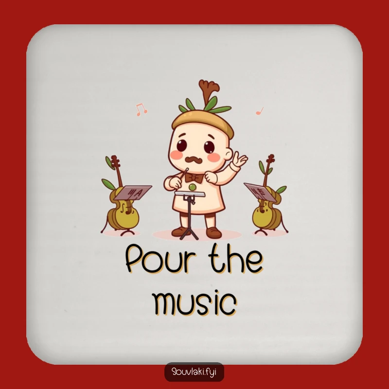 Funny Souvlaki Conductor Drink Coaster - Protect Furniture with Music