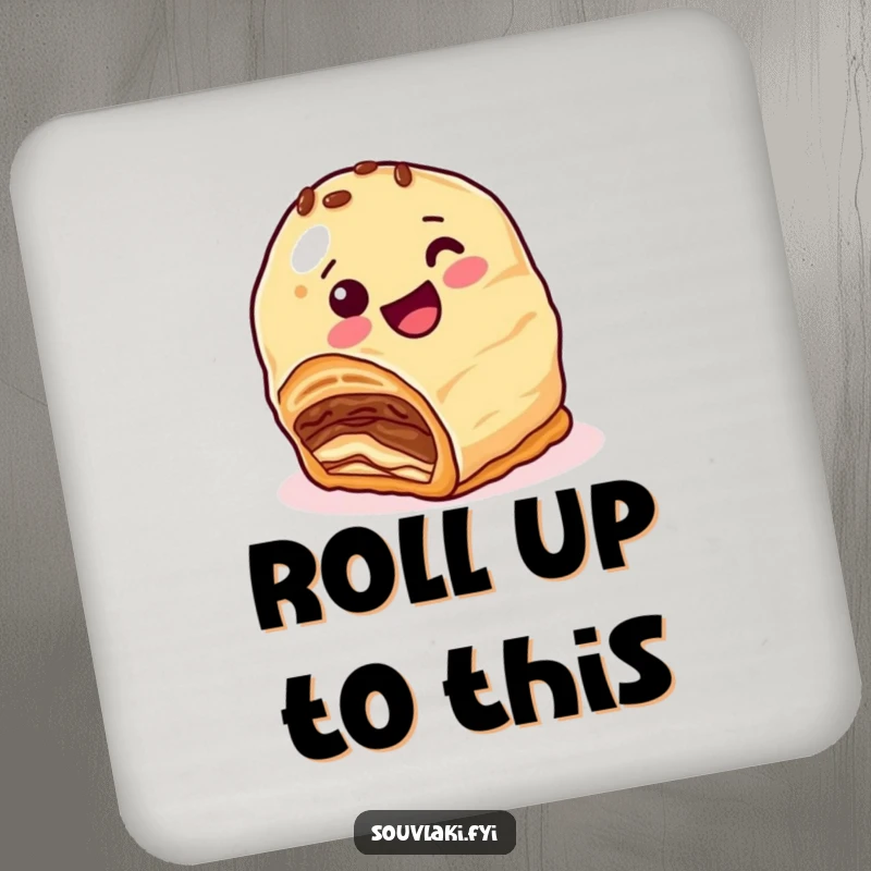 Funny Coasters: A happy baklava character with nutty layers comically rolls downhill, adding a sweet and humorous touch.