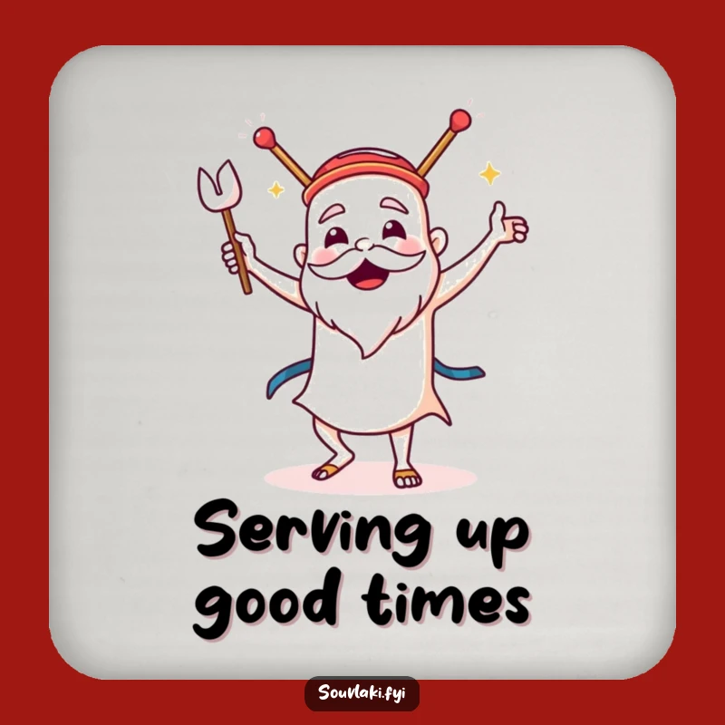 Funny Souvlaki Coasters (Set of 4): Dancing Sirtaki Protection, Great Greek Gift!