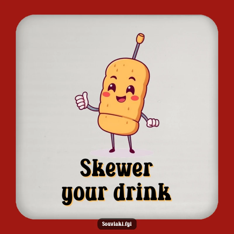 Funny Souvlaki Coaster - Protect Surfaces with Greek Food Cheer