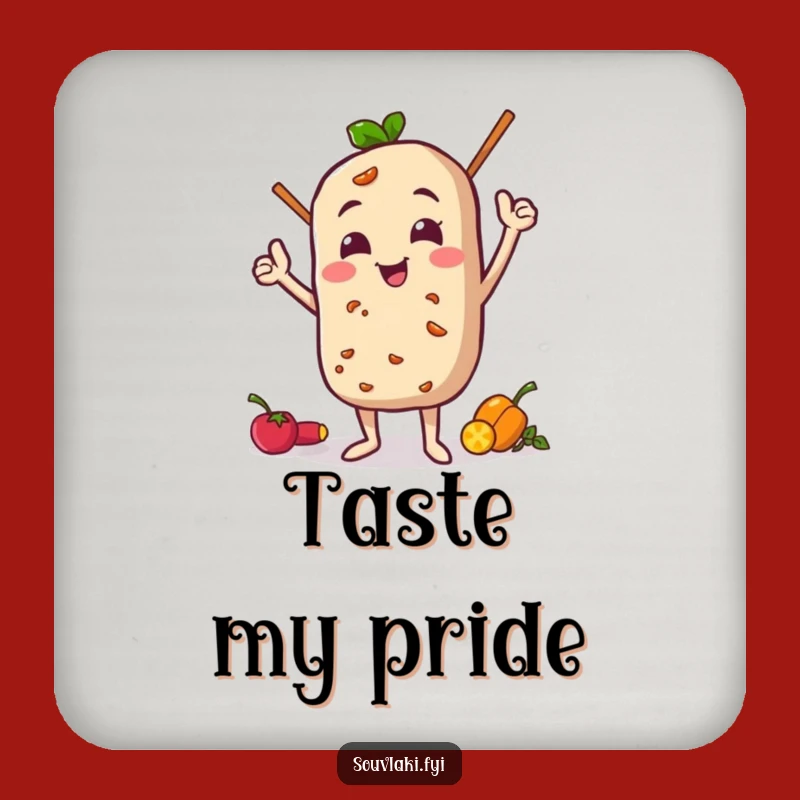 Funny Souvlaki Pose Coaster Set: Proud Character - Humorous Bar Gift