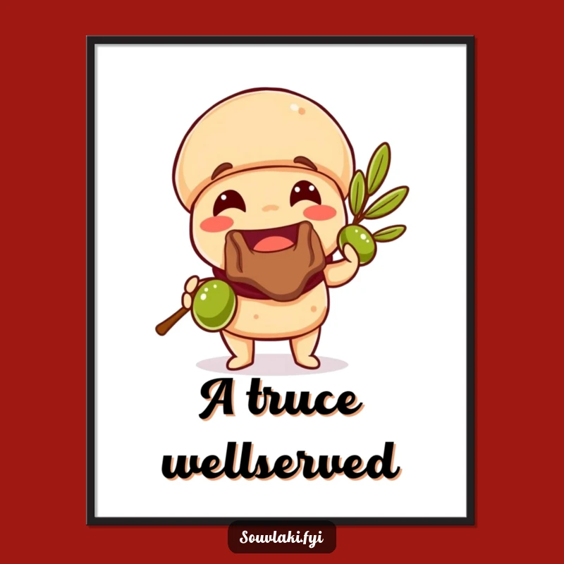 Funny Souvlaki Olive Branch Poster: Hilarious Greek Art for Your Wall