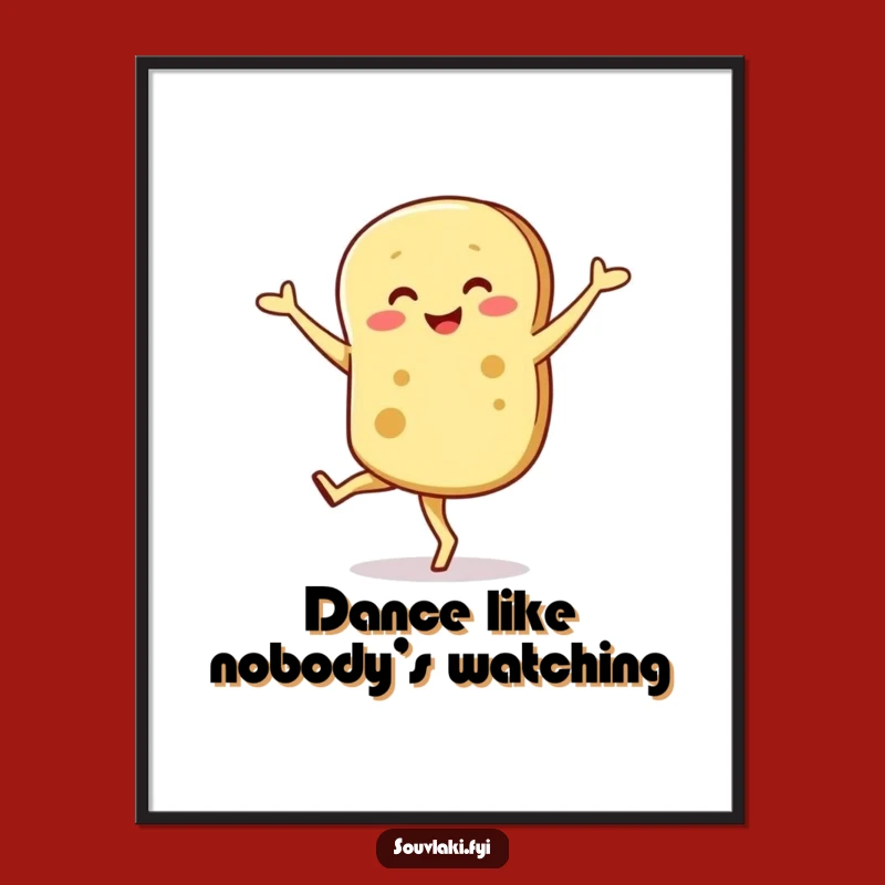 Funny Pita Pirouette Poster - Artistic Wobbly Bread Character Wall Art