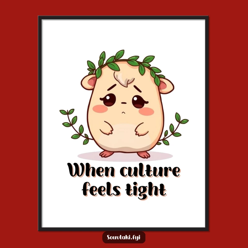 Funny Moussaka Poster: Laurel Wreath Chaos, Hilarious Greek Food Art!