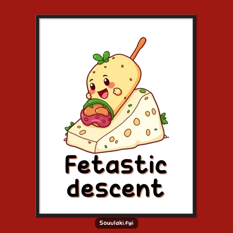 Funny Souvlaki Feta Poster: Hilarious Greek Art of Cheesy Fun