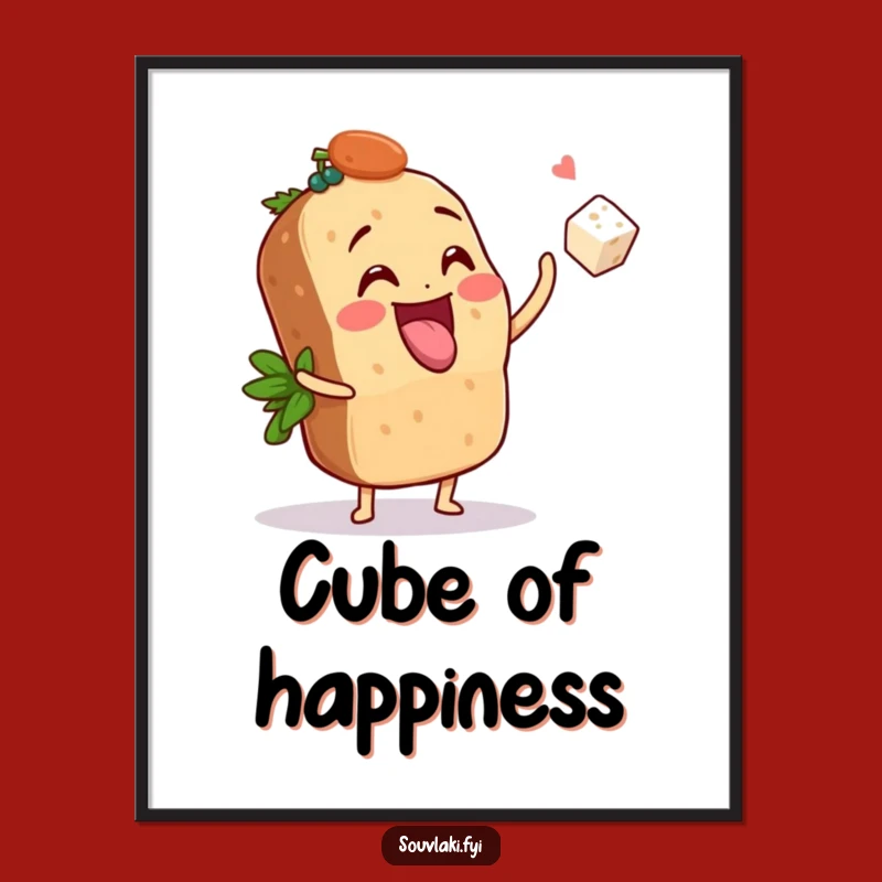 Funny Souvlaki Feta Toss Poster - Playful Art for Foodie Walls