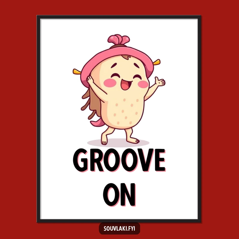 Funny Souvlaki Jig Poster: Dancing Skewer Art, Unique Humorous Decor
