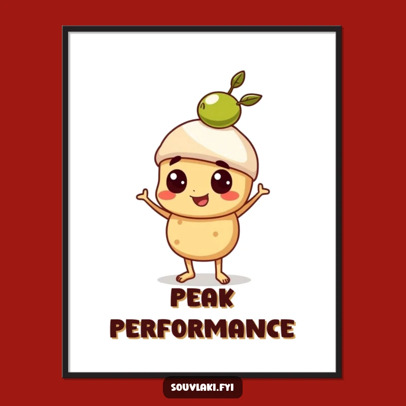 Funny Souvlaki Olive Balance Poster - Proud Skewer Art