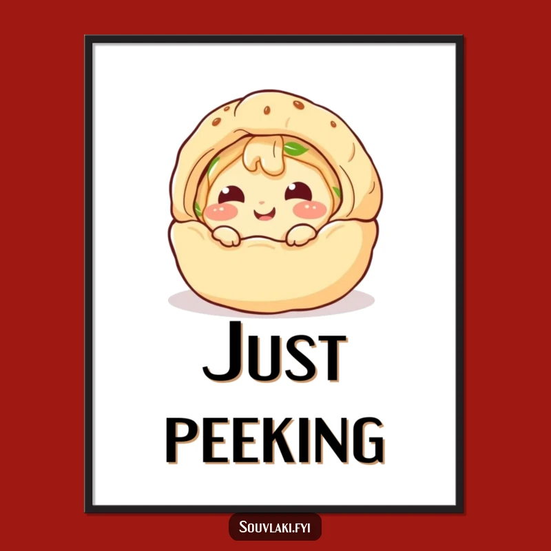 Funny Spanakopita Peek Poster: Giggling Pastry Art, Hilarious Funny Gift