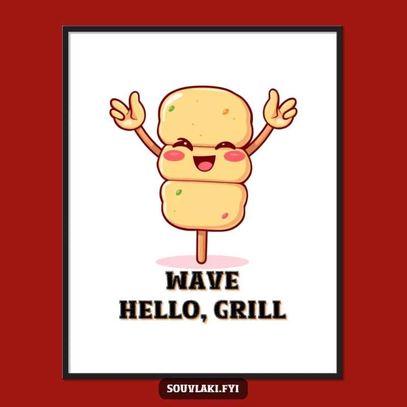 Funny Winking Souvlaki Poster - Vibrant BBQ Wall Art Gift