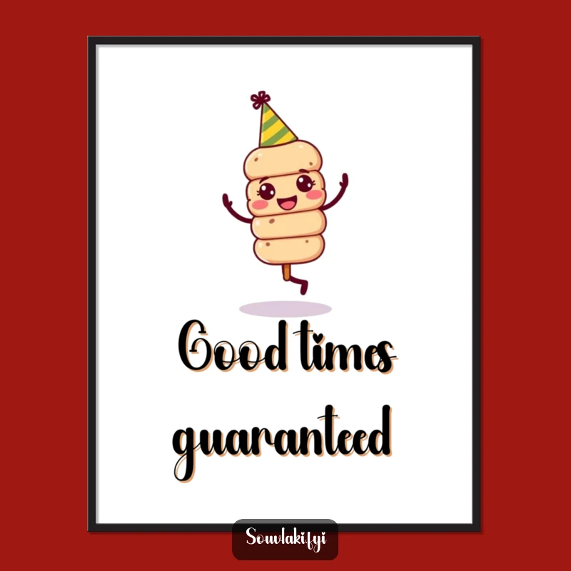 Funny Souvlaki Skewer Dance Poster - Jovial Party Art, Unique Funny Gift