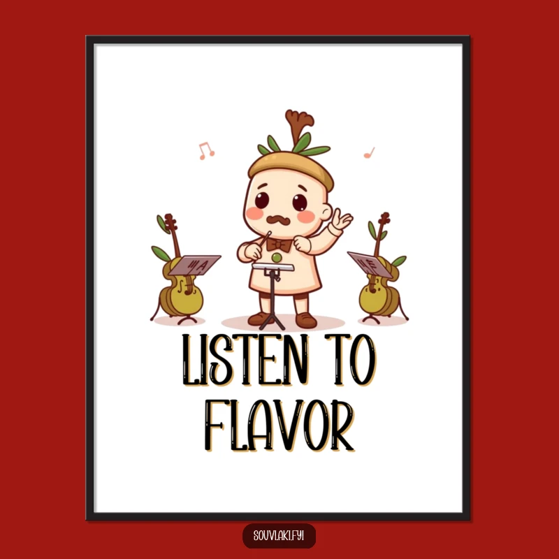 Funny Souvlaki Conductor Poster - Olive Orchestra Maestro Wall Art