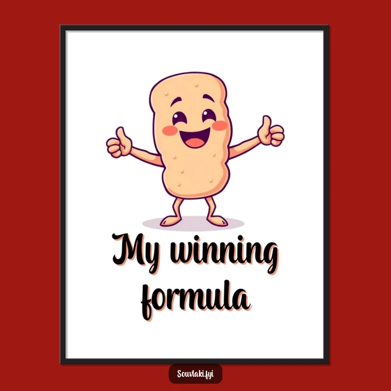 Funny Souvlaki Skewer Victory Poster - Triumphant Pose Wall Art, Funny Gift Idea