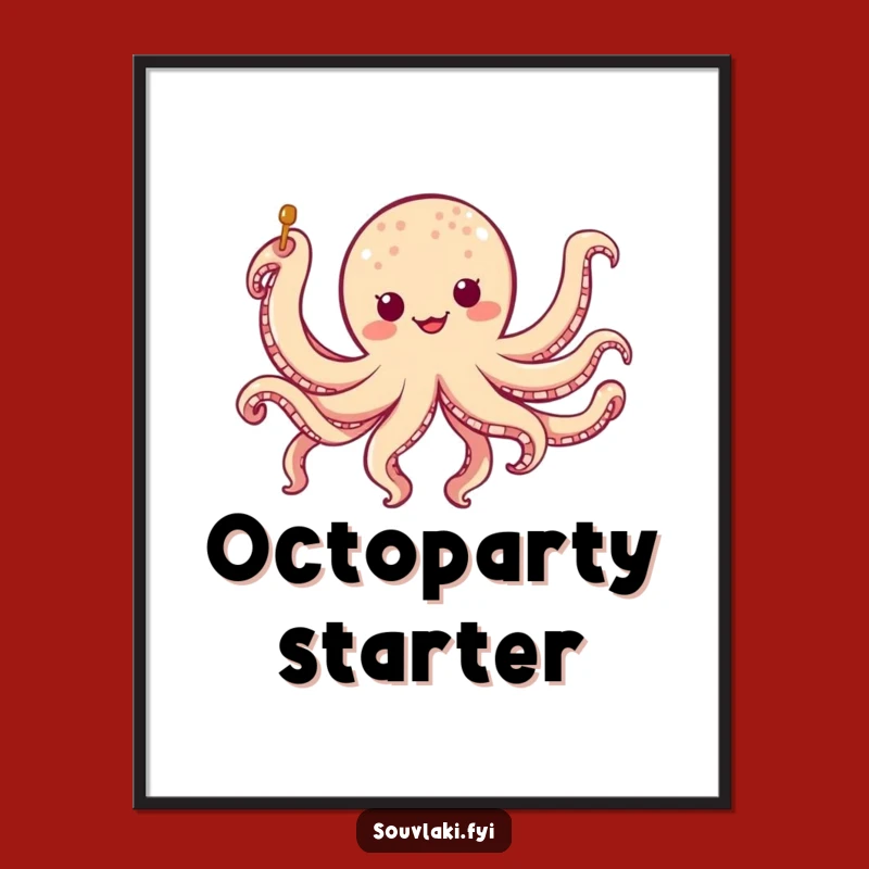 Funny Octopus Skewer Art Poster: Jiggling Character Wall Decor Gift