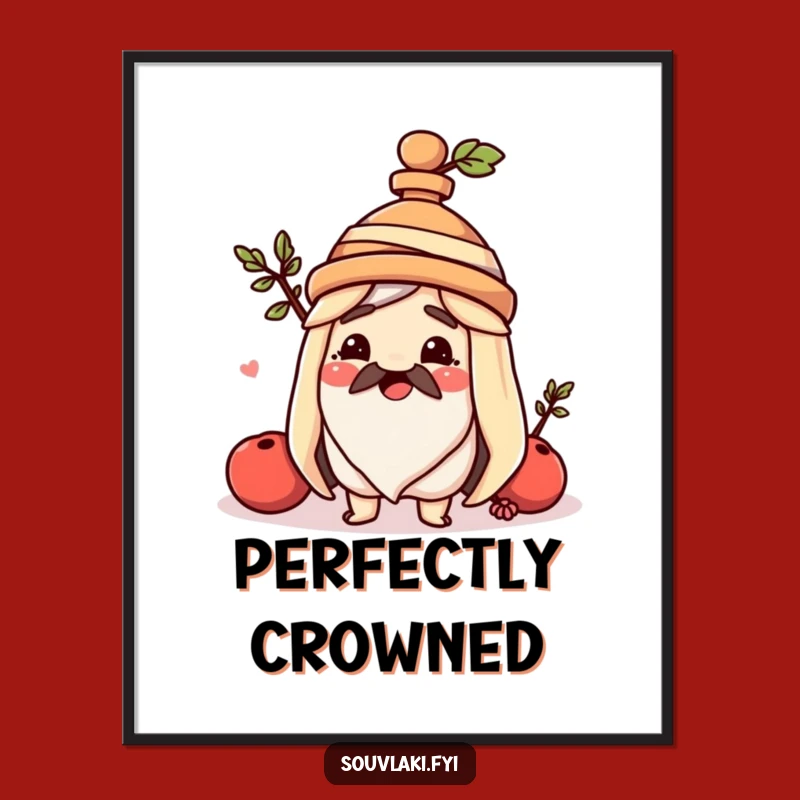 Funny Souvlaki Amphora Hat Poster: Quirky Greek Art for Your Walls