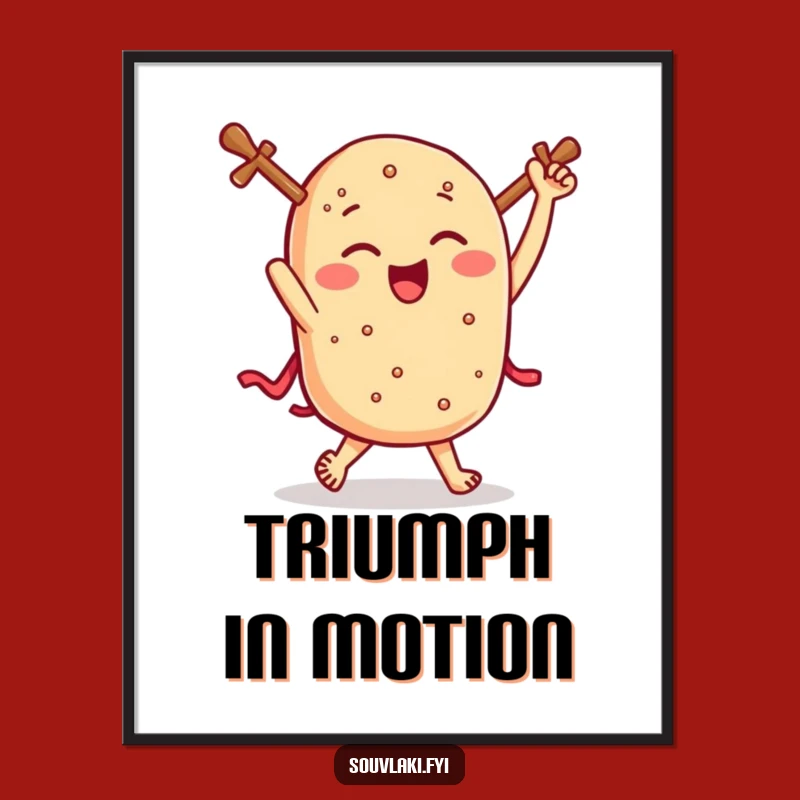 Funny Souvlaki Jig Poster: Winking Greek Food Art for Kitchen Walls