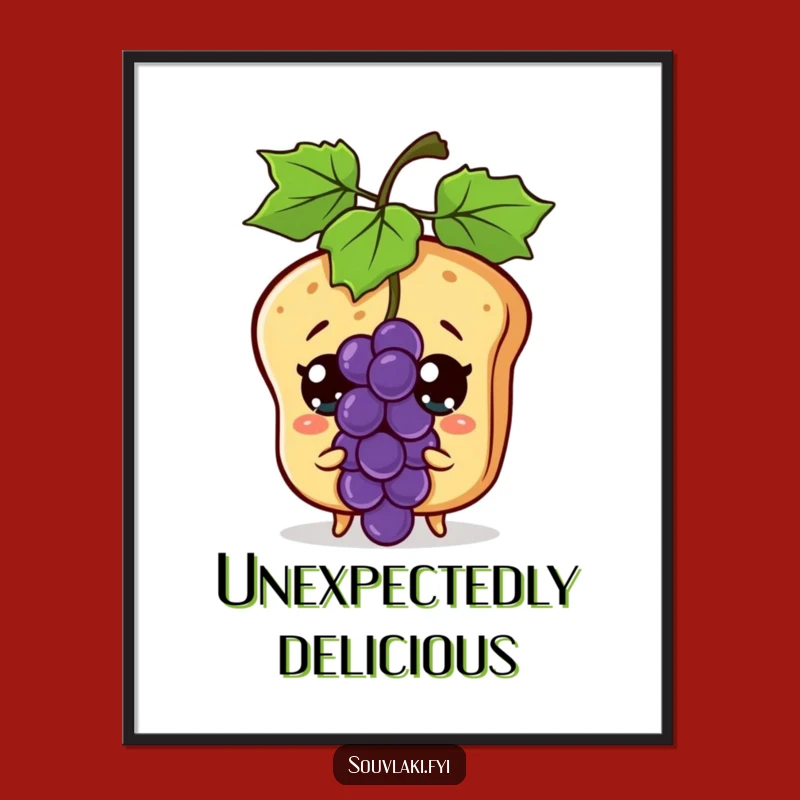 Funny Pita Bread Poster - Surprised Food Art, Hilarious Kitchen Decor