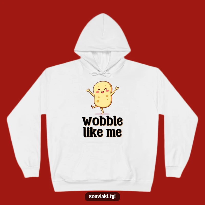 Funny Pita Pirouette Hoodie - Cozy Wobbly Bread Character Sweatshirt