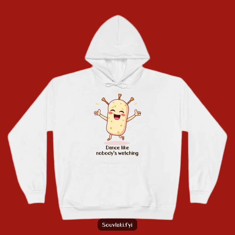 Funny Souvlaki Jig Hoodie - Cozy Greek Food Cartoon Apparel, Great Gift Idea