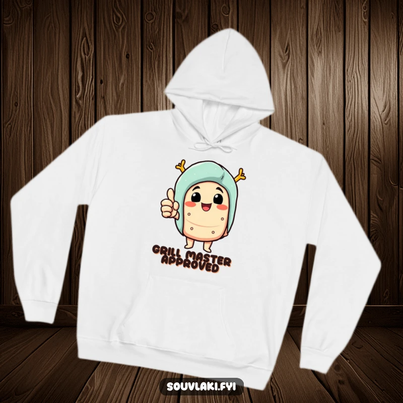 Funny Hoodie: Delighted souvlaki character giving a thumbs up, a cozy and humorous way to show approval.