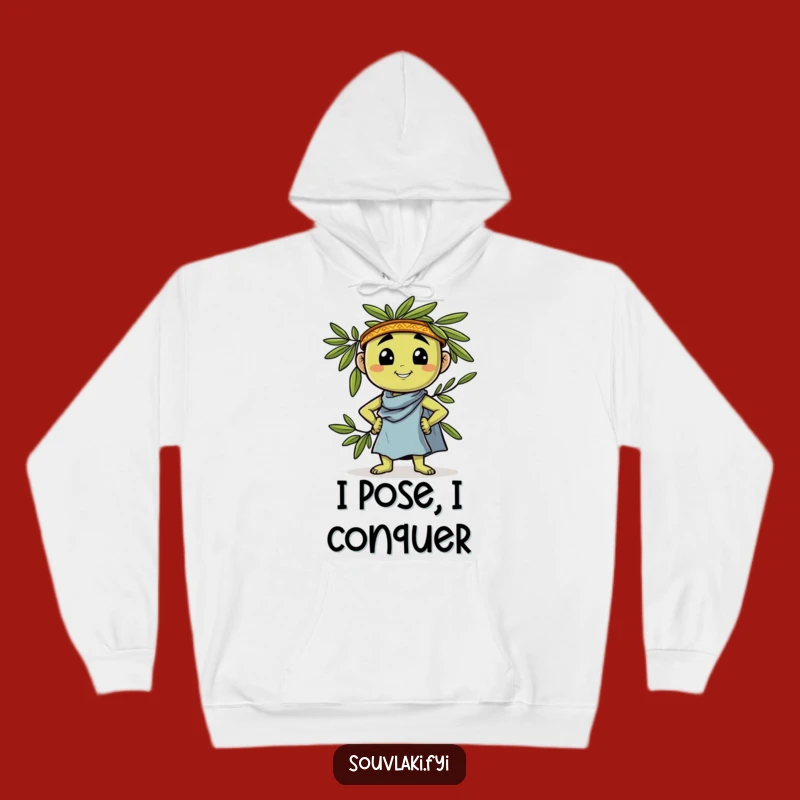 Funny Greek Olive Pose Hoodie: Confident Olive Strikes A Pose, Cozy Funny Gift