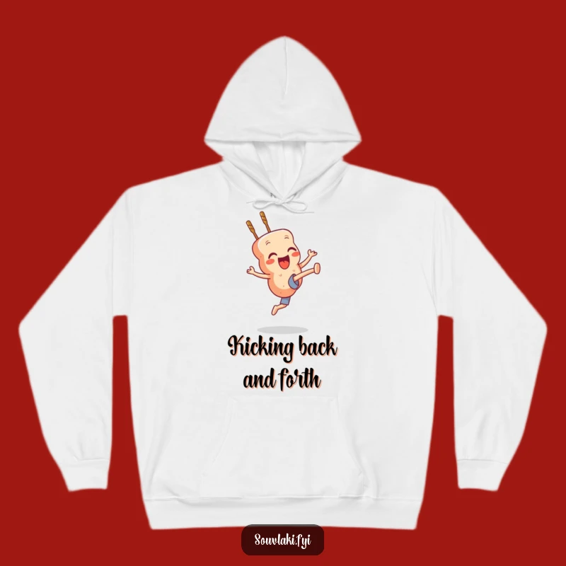 Cozy Funny Souvlaki Kick Hoodie: Warm Skewer Character Action