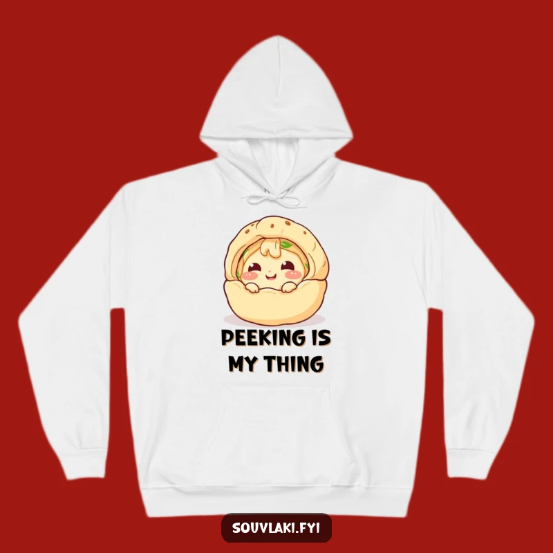Funny Spanakopita Peek Hoodie: Giggling Pastry Peeks, Cozy Funny Gift