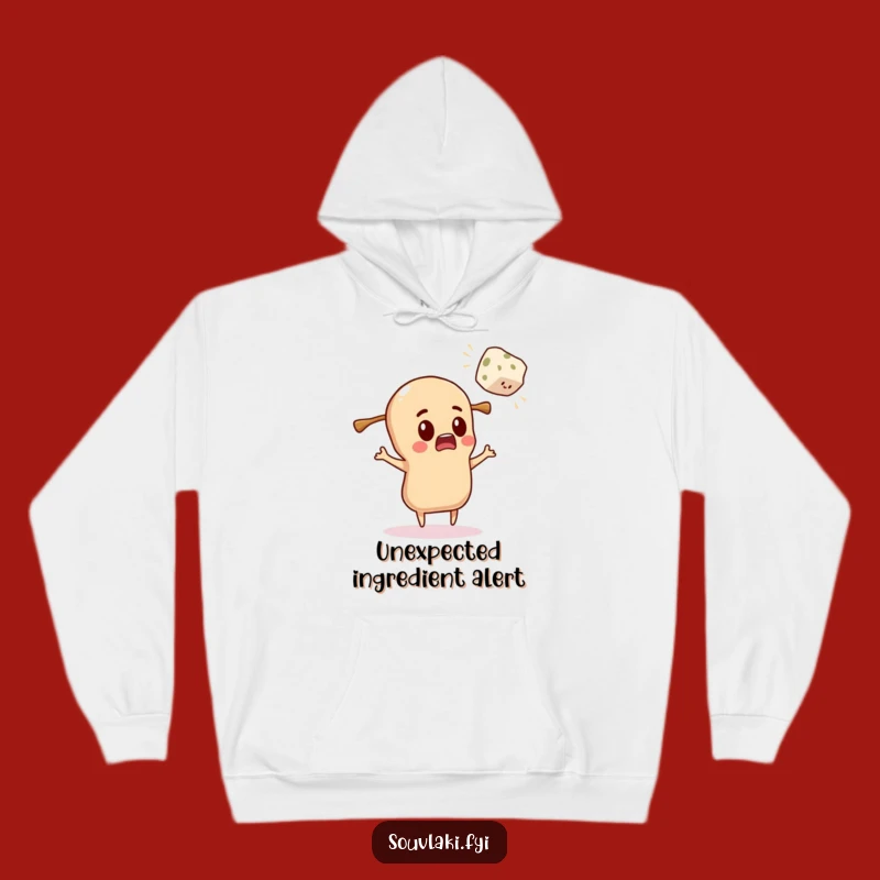 Funny Surprised Souvlaki Hoodie: Cozy Up from Flying Feta