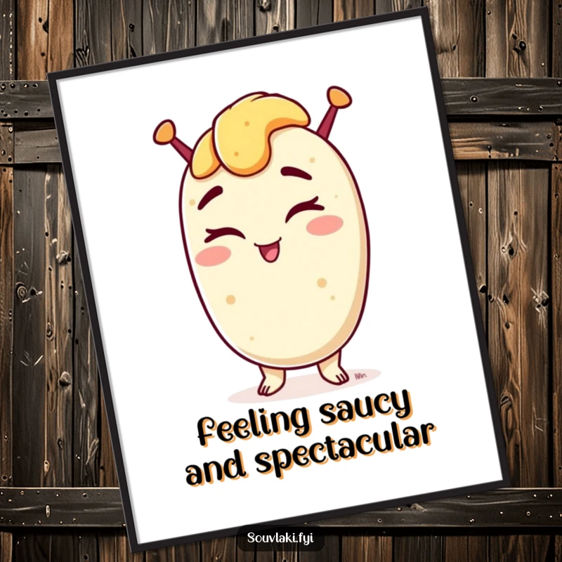 Funny free printable wall art: a souvlaki winks with a confident grin, bringing a cool, cheeky, and stylish vibe to your walls.