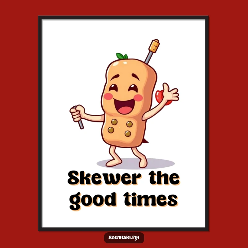 Free Printable Souvlaki Wall Art: Triumphant Dancer, Funny Downloadable Decor