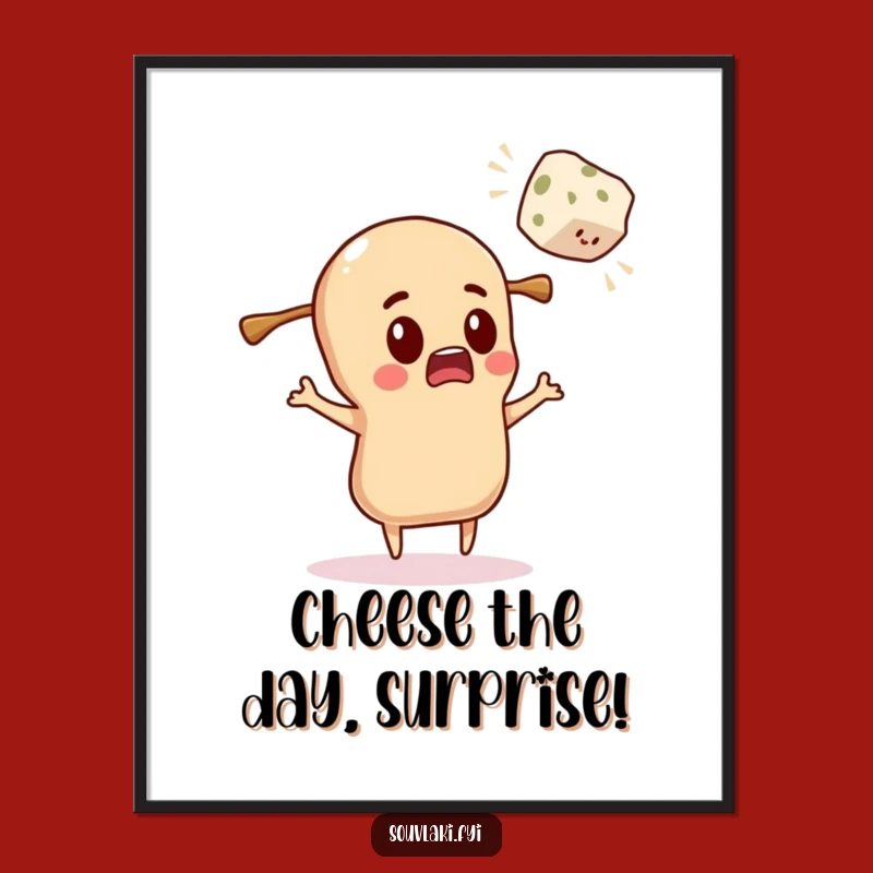 Free Printable Wall Art: Surprised Souvlaki Feta Funny Downloadable Decor