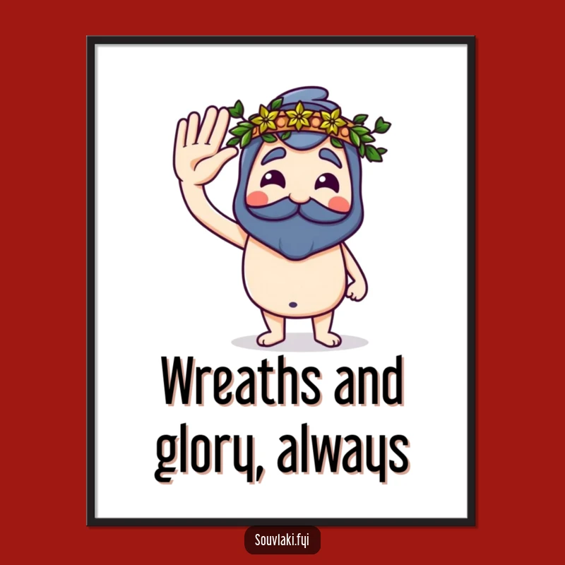 Funny Free Printable Wall Art: Souvlaki Laurel Wreath Victory Downloadable Decor