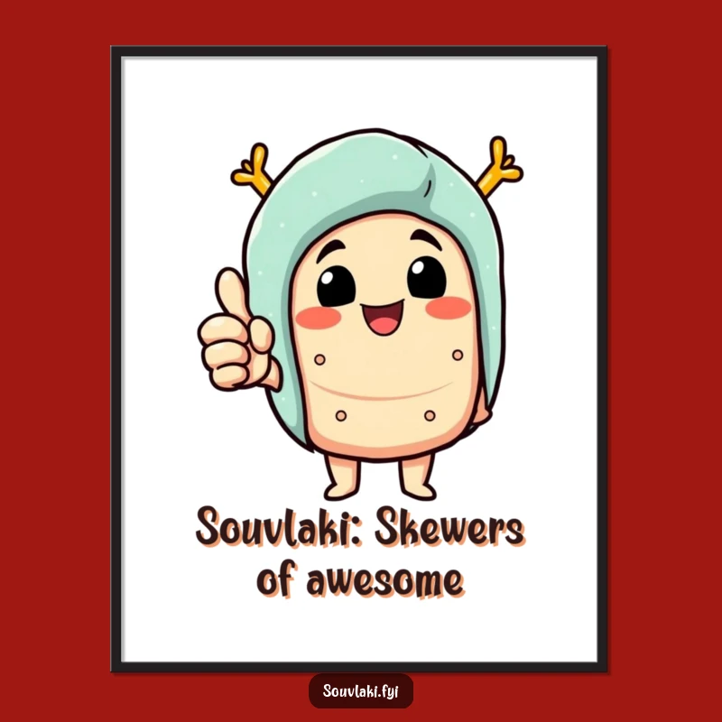 Funny Free Printable Wall Art: Souvlaki Thumbs Up, Humorous Foodie Downloadable Art