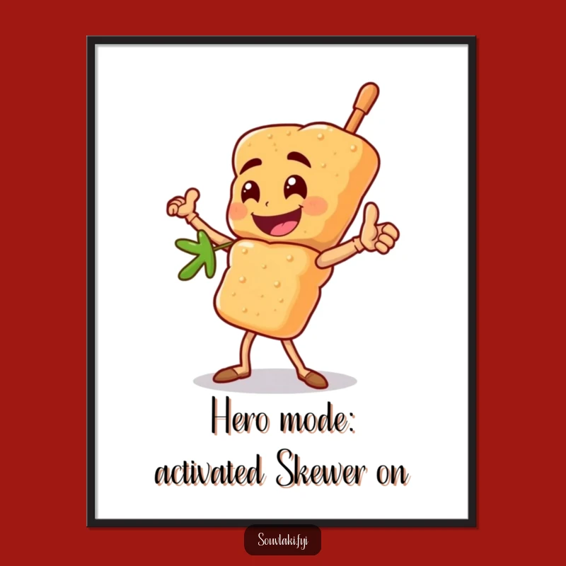 Funny Free Printable Wall Art: Heroic Souvlaki Skewer, Humorous Downloadable Decor