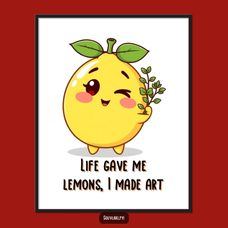 Free Printable Wall Art: Winking Lemon Oregano, Funny Quirky Downloadable Decor