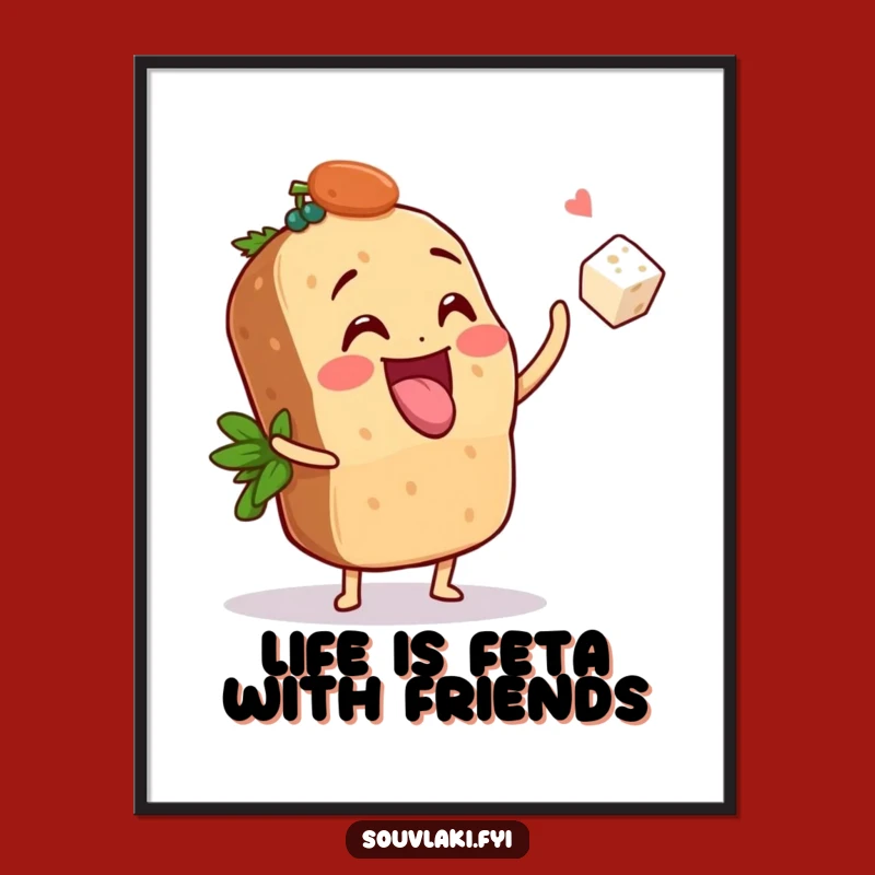 Free Printable Wall Art: Souvlaki Feta Toss for Whimsical Kitchen Decor