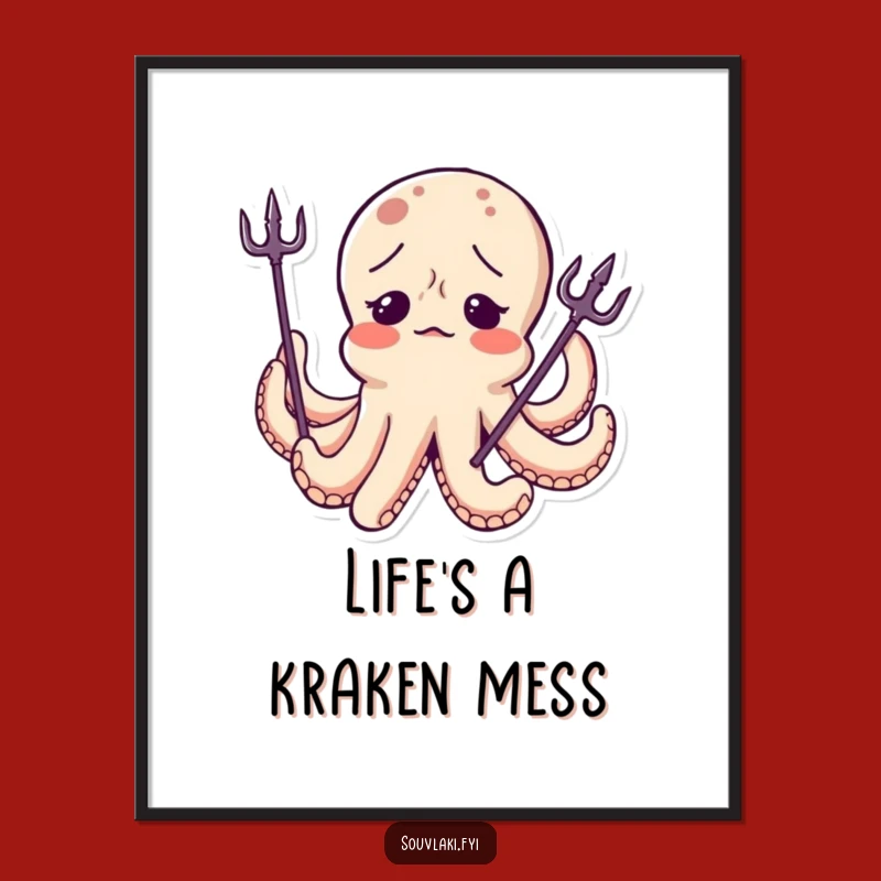 Free Printable Octopus Wall Art: Confused Trident, Funny Downloadable Decor