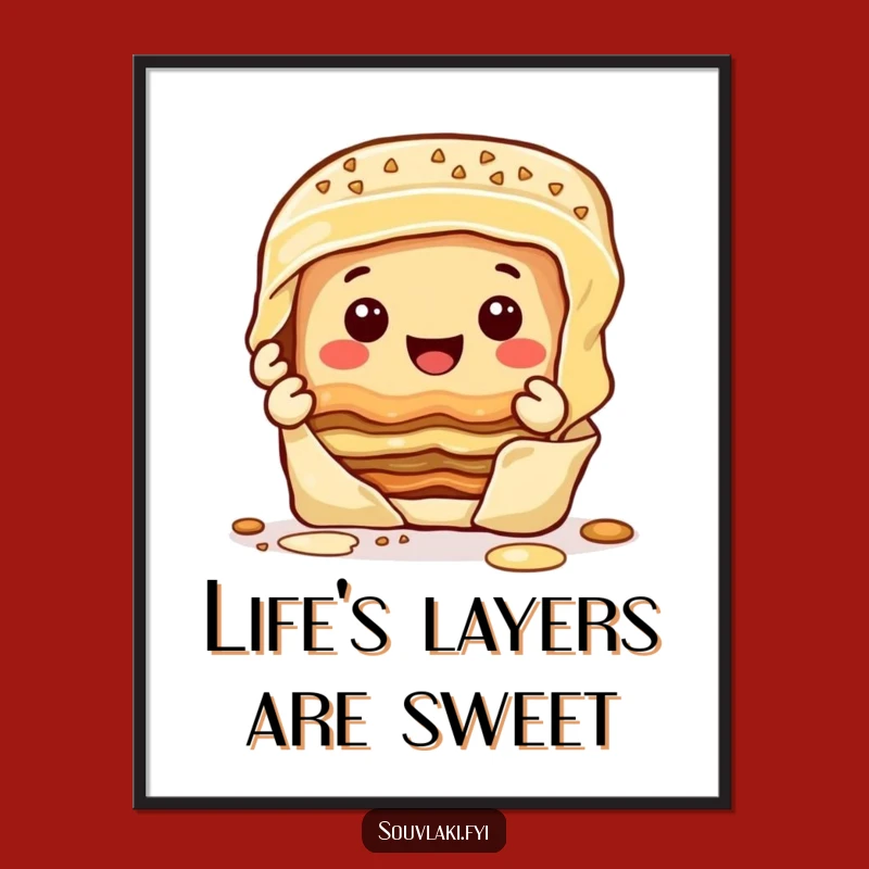 Free Printable Wall Art: Happy Baklava Layers, Funny Quirky Downloadable Decor