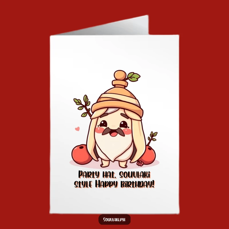 Free Printable Birthday Card: Happy Souvlaki Amphora Hat for a Funny Downloadable Gift