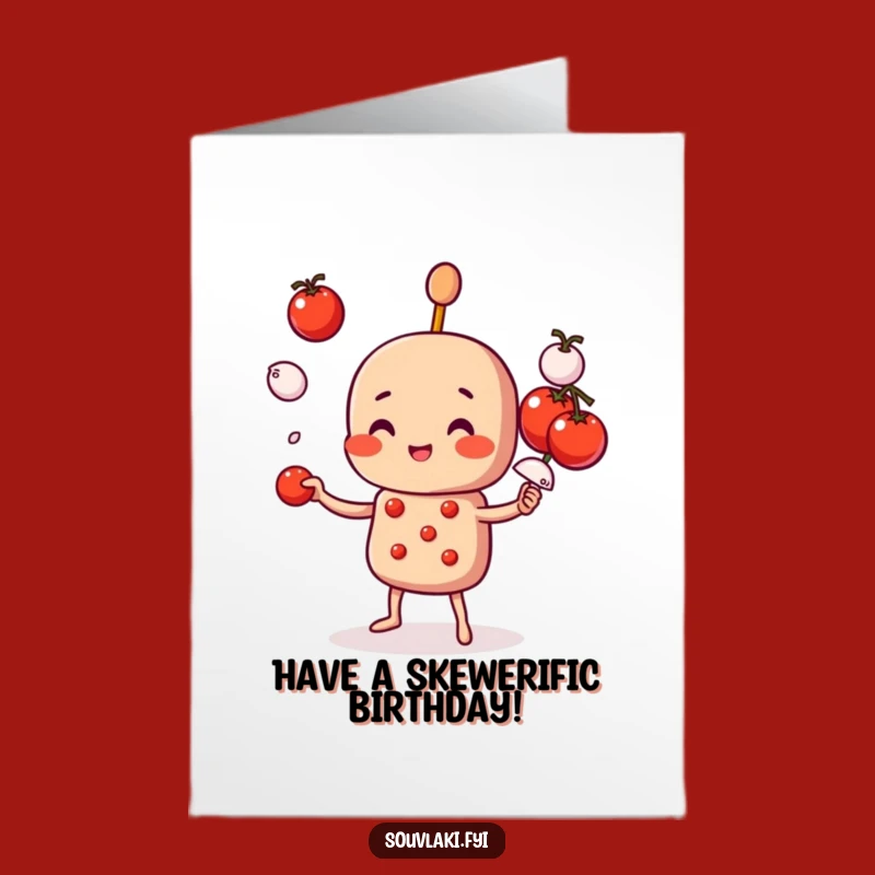 Juggling Souvlaki Free Printable Birthday Card - Foodie Downloadable Gift
