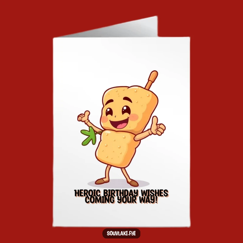 Free Printable Birthday Card: Heroic Souvlaki Skewer, Funny Downloadable Gift