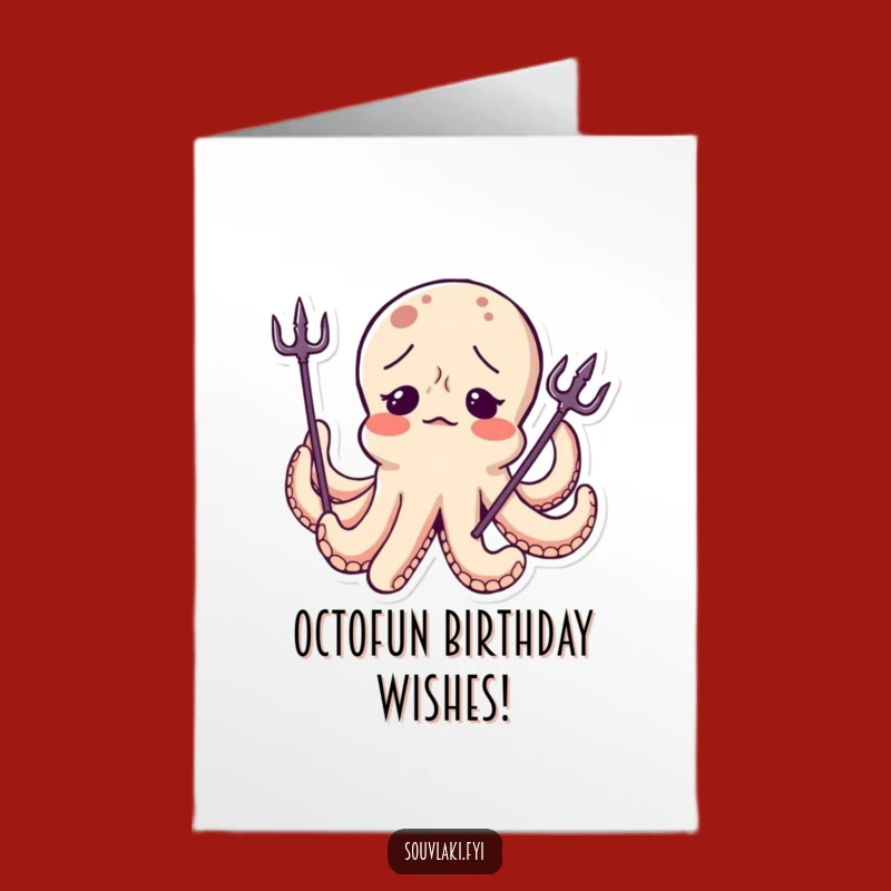 Free Printable Octopus Birthday Card: Confused Trident, Funny Downloadable Gift