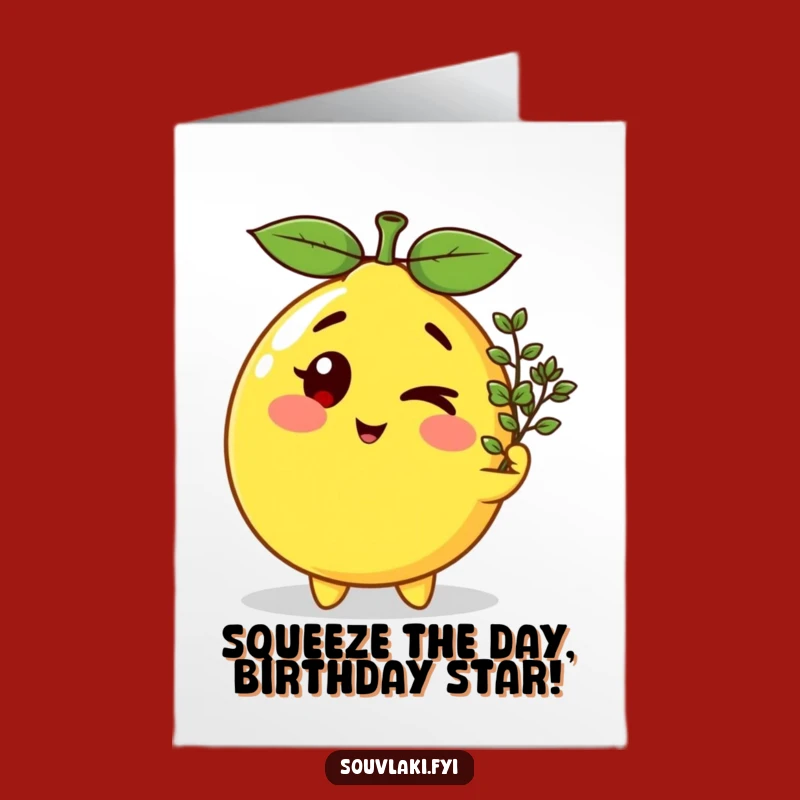 Free Printable Birthday Card: Winking Lemon Giving Oregano, Funny Downloadable Gift