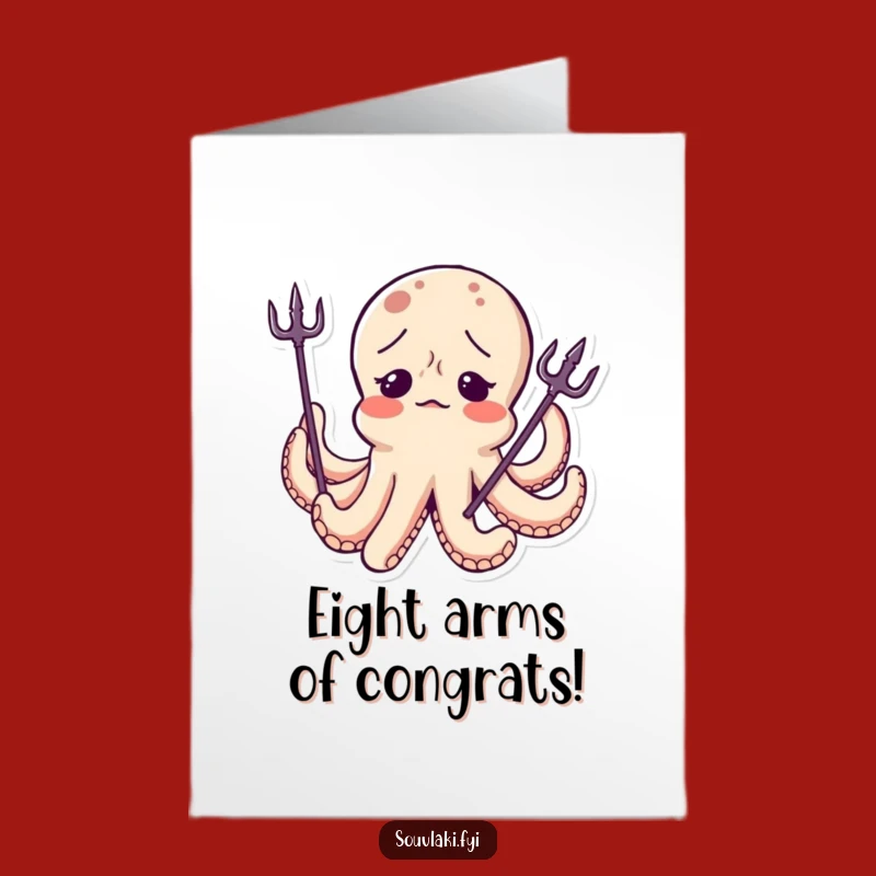 Free Printable Octopus Congrats Card: Confused Trident, Downloadable Gift