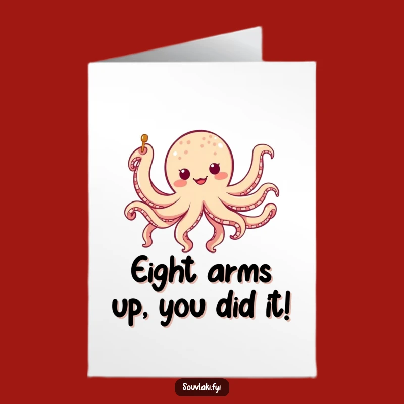 Free Printable Congrats Card: Dancing Octopus Skewer, Humorous Downloadable Gift