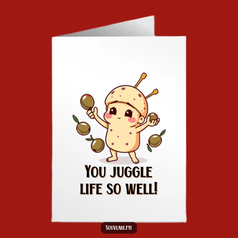 Free Printable Congrats Card: Juggling Souvlaki Funny Downloadable Gift